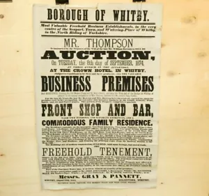 1874 Whitby Auction Poster Business Premises Shop & Bar COMMODIOUS 29.5x20" - Picture 1 of 4