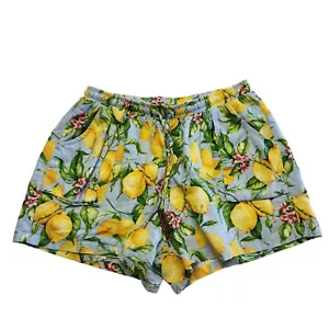 For Cynthia Fun Sizilianische Sommershorts Zitronenmuster Leinenmischung Größe M - Bild 1 von 6