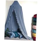  Baby Bed Canopy with Frills Crib Reading Nook Game Tent for Kids Hanging Blue