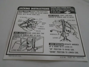 1968 Reproduction Chevy Reg. Wheel Jack Inst. Decal - Foto 1 di 1
