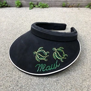 Vintage BABA USA Maui Hawaii Rhinestone Visor Womens Wide Brim Sea Turtles Hat - Picture 1 of 5