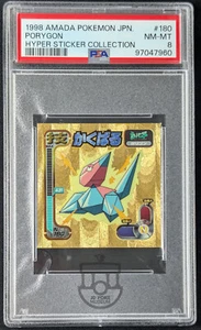 Pokemon 1998 Japanese Amada Hyper Sticker Col. Porygon 180 Gold - PSA 8 NM-Mint - Picture 1 of 2
