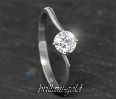 Diamant Brillant Ring aus 585 Gold mit 0,55ct in River E, VS2; 14 Karat Weißgold - Bild 1 von 4