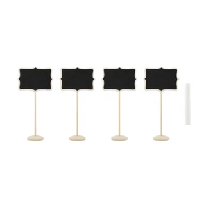 4X Mini Wooden Blackboard Wedding Party Chalkboard Sign Message Stand with Chalk - Picture 1 of 12