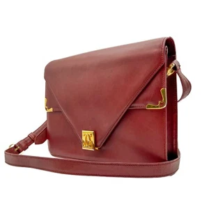 Cartier Must de Cartier Shoulder Bag Bordeaux Gold Leather Vintage Authentic - Picture 1 of 24
