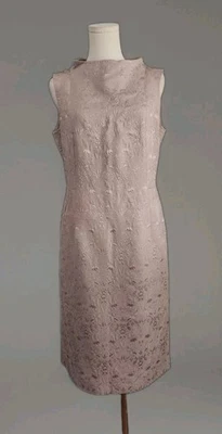 复古 Pianoforte Max Mara 羊毛和丝绸提花漏斗领连衣裙 尺寸 IT 46/US 10/12 — 第 1/4 张图片