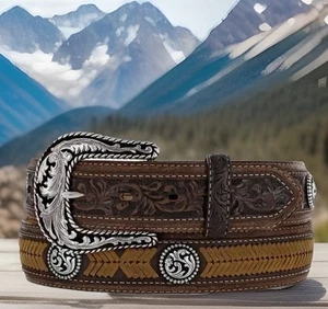 Tony Lama LUBBOCK LACED Belt Leather Size 34 C41645 NWT $75 - Picture 1 of 4