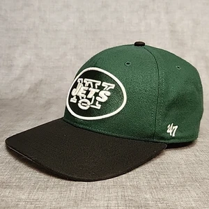 New York Jets 47 Brand NFL Captain Super Shot Strap Hat Two Tone Green Black - Picture 1 of 8