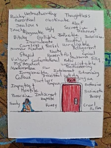 Words on the Wall Ballpoint Ink Pen ACEO ATC OOAK ORIGINAL 3.5 x 2.5 inches - Picture 1 of 3