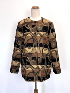 Vintage Lucia Darling Australia Jacket 12 L Striped Abstract Art Button Up Retro - Picture 1 of 14