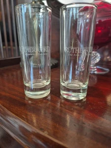 2 Rutherfoord Assurance Company Advertising Etched Bar Shot Glass Alexandria VA - Picture 1 of 2