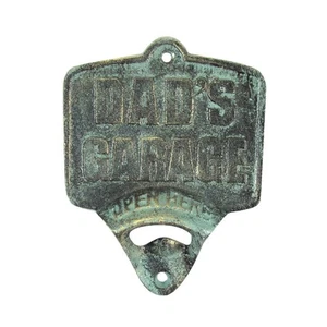 Gusseisen Väter Garage hier offen Bier Soda Flaschenöffner Wandhalterung Bar Kneipe Dekor - Bild 1 von 3