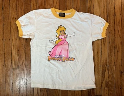 Vintage Princess Peach Super Mario Retro Ringer Shirt XL (18/20) YOUTH NWOT - Image 1 of 4