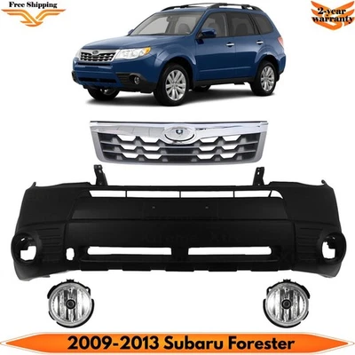 Front Bumper Cover Prime Plastic & Fog Lights Kit For 2009-2013 Subaru Forester Foto 1 de 4