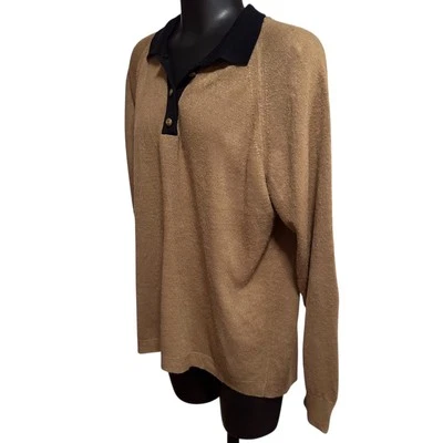 Suéter Hampshire Studio Para Mujer Vintage L Dorado Marrón Negro Cuello Hecho en EE. UU. Foto 1 de 4