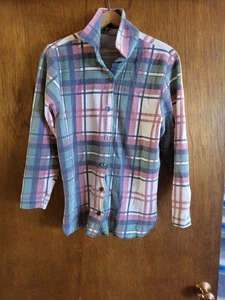 Basic Editions Tartan Flannel Long Sleeve Button Up Shirt Womens Size M - Picture 1 of 5