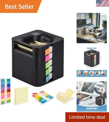 Desk Organizer Sticky Note Dispenser Magnetic Paper Clip Holder Black 5-in-1 - Image 1 of 4