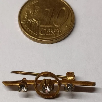 Ancienne Broche En metal doré, avec  trois pierres . - Photo 1/3