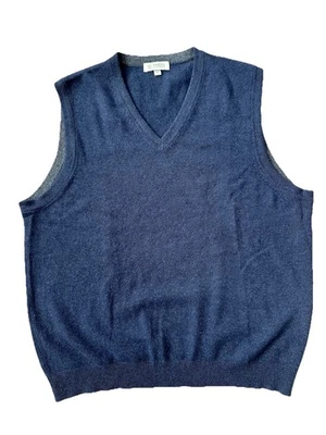 Chaleco Suéter KINROSS 100 % CACHEMIR Para Hombre Azul Marino Cuello en V Sin Mangas Talla M Foto 1 de 4