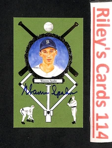 WARREN SPAHN SIGNED PEREZ STEELE MASTER WORKS HOF POSTCARD #23 AUTOGRAPH - Picture 1 of 2
