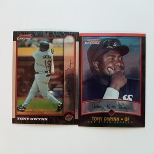 Tony Gwynn 1999 Bowman Chrome #264 & 2001 Bowman Chrome #21 Padres