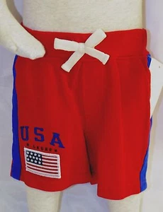 Polo Ralph Lauren Elastic Waist Shorts Boys Red Blue USA Flag Side Pocket Inseam - Picture 1 of 3