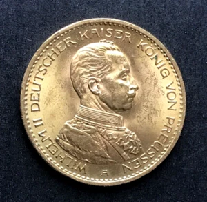 GERMANY 1914 A 20 MARK William II GOLD COIN UNC Kingdom of Prussia 🇩🇪🇩🇪 - Picture 1 of 5