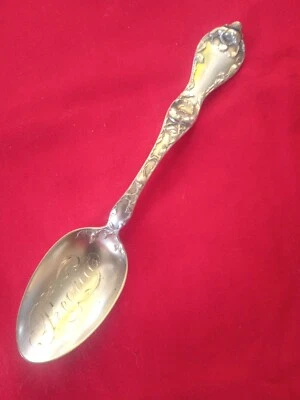 Cuchara de recuerdo de plata esterlina Reed & Barton PEORIA 33,1 gr Les Cinq Fleur 1900 Foto 1 de 4