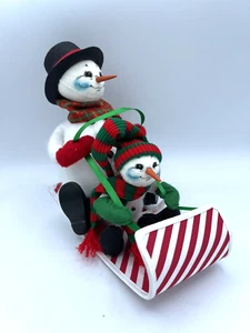 Annalee 9" Snowman and Snow Child Sledding Christmas 2004 - Picture 1 of 7
