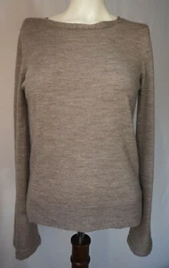 Nanette Lepore Extra Fine Merino Wool Sweater Flare Sleeve Ribbon Mocha Size M - Picture 1 of 5