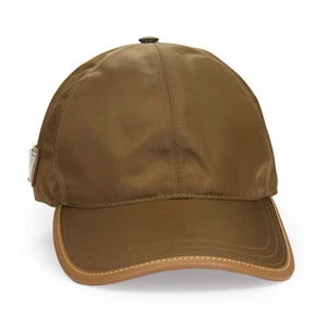 NWT PRADA TEXTILE LEATHER BEIGE CAP SIZE M $775 - Picture 1 of 6