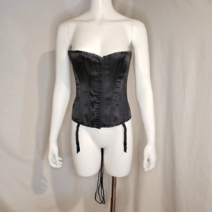 Victoria's Secret Medium Black Satin Lace Up Corset Boning Garters - Picture 1 of 7