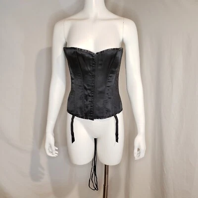 Victoria's Secret Medium Black Satin Lace Up Corset Boning Garters - Image 1 of 4