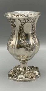 Antique Austrian Solid Silver Vase w Floral & Shell Motifs Louis XV Style C 1840 - Picture 1 of 8