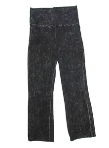Chatoyant Women's Large Foldover Waist Bootcut Yoga Pants Mineral Wash Dark Gray - Picture 1 of 6