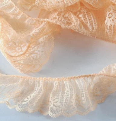 Vintage Orange Lace Fabric Trim Sewing Crafts Floral 2" Medallion 6 Yards DIY - Image 1 of 2