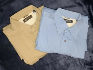 TWO Wrangler Outdoor Shirts Men's Large Short Sleeve Button Up Fishing Camping - Picture 1 of 8