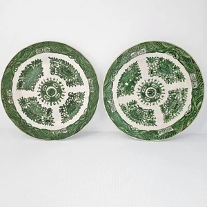 Chinese Porcelain Green Fitzhugh antique Plates 8.5"D Set of 2 - Picture 1 of 13