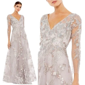 Mac Duggal $798 Size 16 Floral Appliqued Aline Rhinestone Vtg Lilac 20245 Dress - Picture 1 of 12