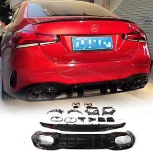 Rear Bumper Diffuser Lip Exhaust Tips For Benz W177 A200 A250 Sport Sedan 19-20 - Picture 1 of 14