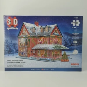 Christmas House 1100 Piece 3D Jigsaw Puzzle Eurographics New 10.75"×13.7"×10.5" - Picture 1 of 10