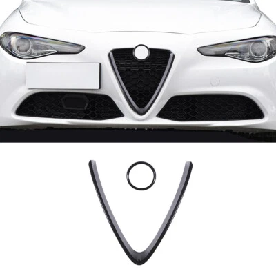 Gloss Black Front Grille V Shape Logo Ring Trim For Alfa Romeo Stelvio 2017-2020 Foto 1 de 4