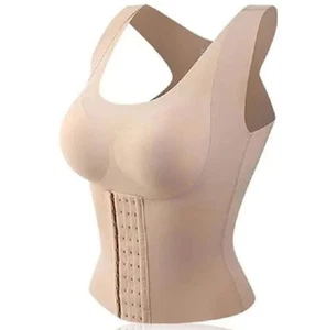 4 in 1 Women's Large BEIGE Color Trainer Shapewear Waist Buttoned Bra Brand NEW - Picture 1 of 6