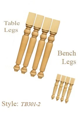  2 Sets of unfinished professional hand made table & bench legs in pine wood  - Image 1 of 4