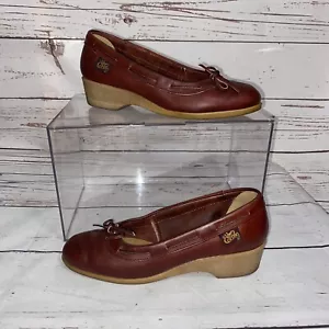 80er Jahre Corbin Keilabsatz Schuhe Leder Slipper Vintage Schuhe Damengröße 6 - Bild 1 von 12