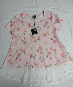 Bobeau Women's Twofer Short Sleeve Shirt Size M Grapefruit - Picture 1 of 11