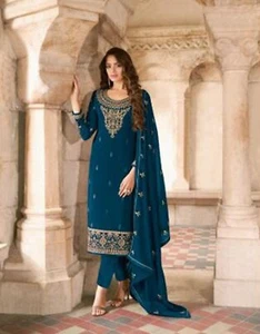 Beautiful Traditional Kurti Pant Set Designer Party Wear Women's Kurta Trouser - Picture 1 of 3
