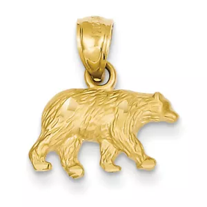 14k Yellow Gold D/C Bear Pendant K3320 - Picture 1 of 1