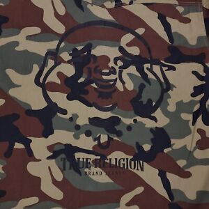 NWT $179 True religion Green Camo Military Jacket Shirt Size Medium 100% Cotton