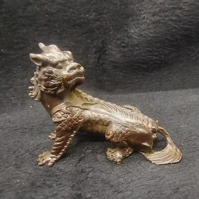 Adorno chino de estatua de té de unicornio de bronce para mascotas - Foto 1 de 4